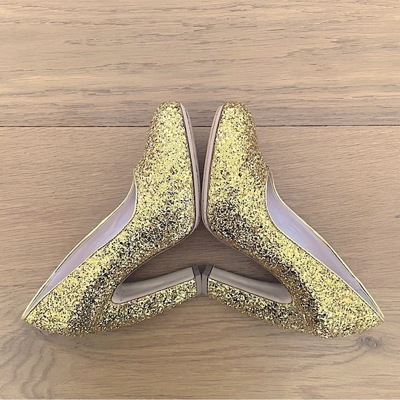 miu miu Gold Glitter Curved Heels, IT38 - Picture 6 of 11